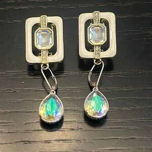 Heidi Daus Gold and Silver Geometric Drop Earrings